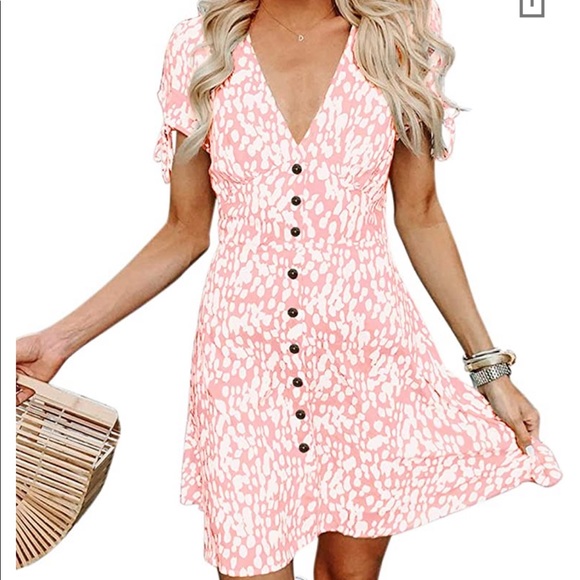 Vici Dresses & Skirts - Printed V Neck Casual Dress w Tie Sleeve